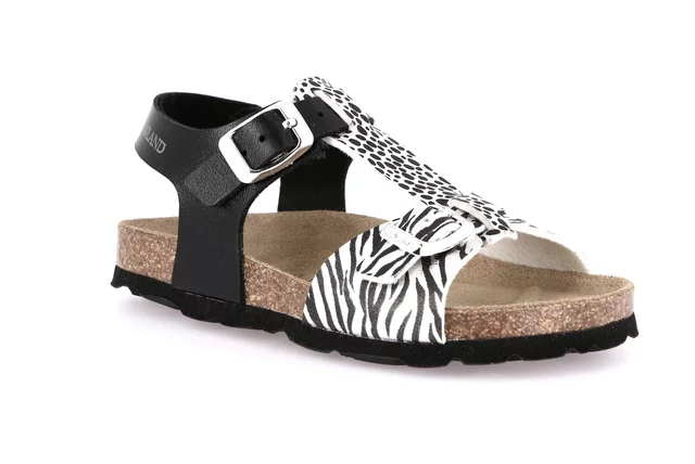 Sandalo t-bar animalier | LUCE SB1138 - argento multi