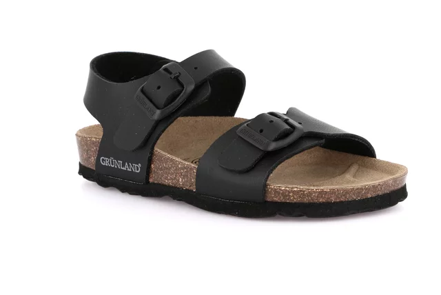 Sandal in Natural Cork | LUCE SB1206 - BLACK | Grünland Junior