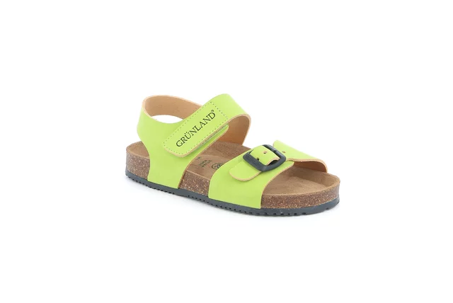 Sandal with buckle and hook-and-loop closure | META SB1328 - lime nero