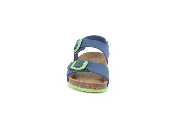 Sandalo in sughero a due fibbie | META SB1329 - BLU-LIME | Grünland Junior