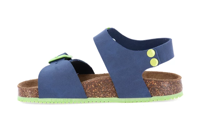 Cork sandal with two buckles | META SB1329 - BLU-LIME | Grünland Junior