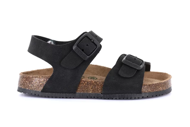 Cork sandal with two buckles | META SB1329 - BLACK | Grünland Junior