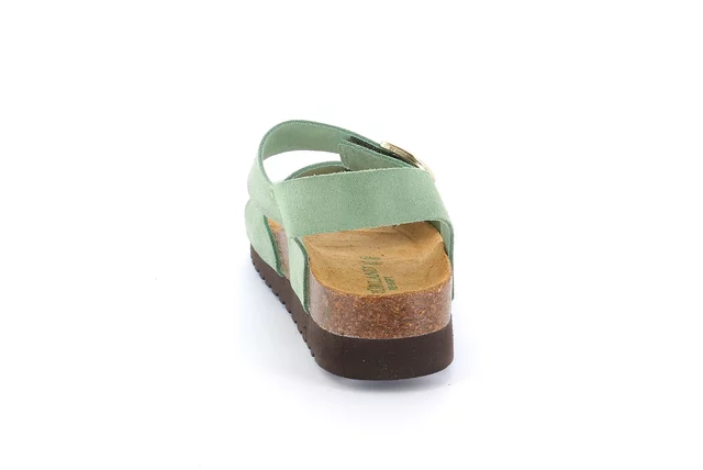 Sandalo in nabuk con doppio strappo SB1334 - OLIVA | Grünland