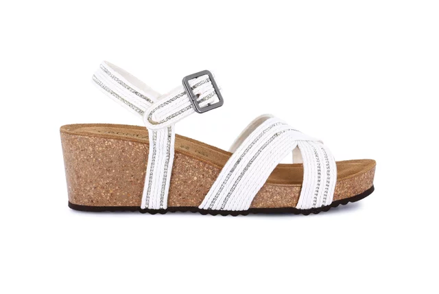 Sandalo con zeppa in sughero | ERSI SB1405 - BIANCO | Grünland