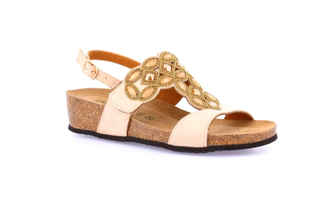 Cork sandal with light wedge | MEMI SB1408 - cipria