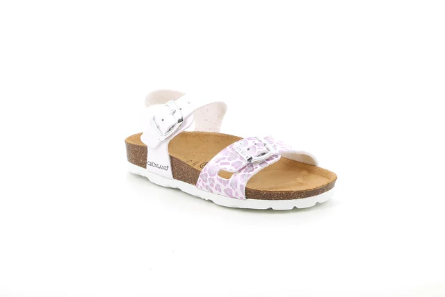 Sandalo in vernice leopardata SB1525 - bianco multi