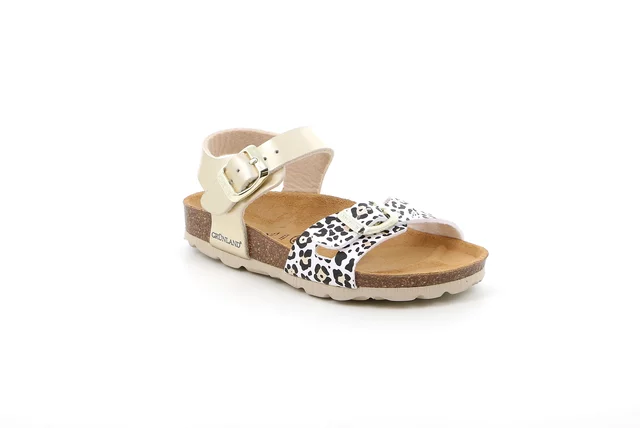 Leopard patent leather sandal SB1525 - PLATINO-MULTI | Grünland Junior