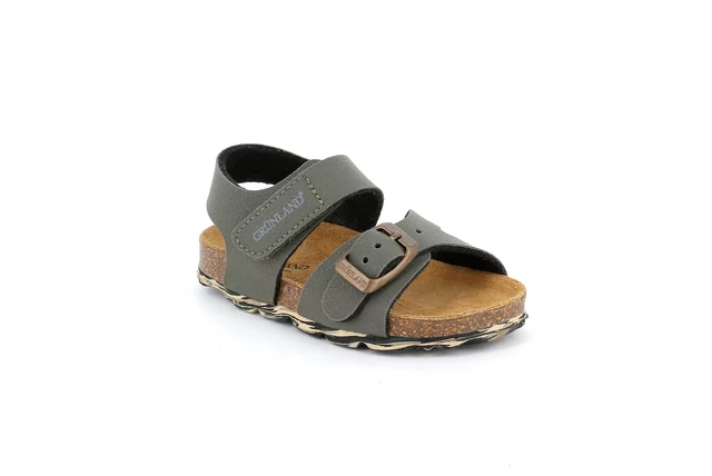 Children's cork sandal | ARIA SB1640 - oliva multi