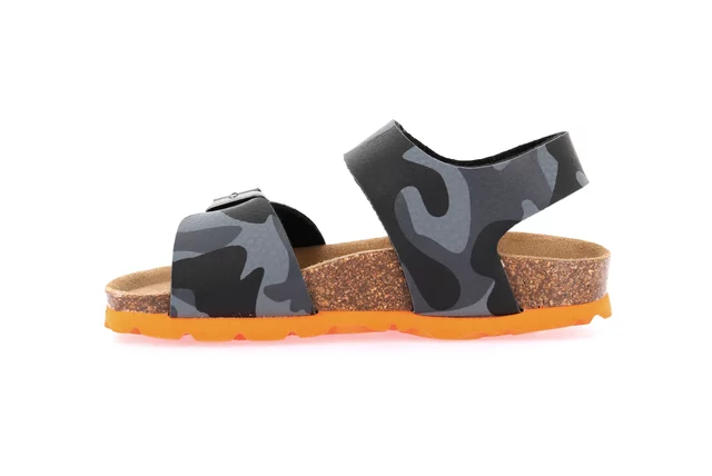 Junior sandal with cork footbed SB1679 - GRIGIO MILIT ARANCIO | Grünland Junior