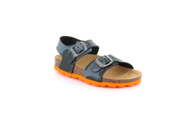 Children's cork sandal SB1680 - grigio milit arancio
