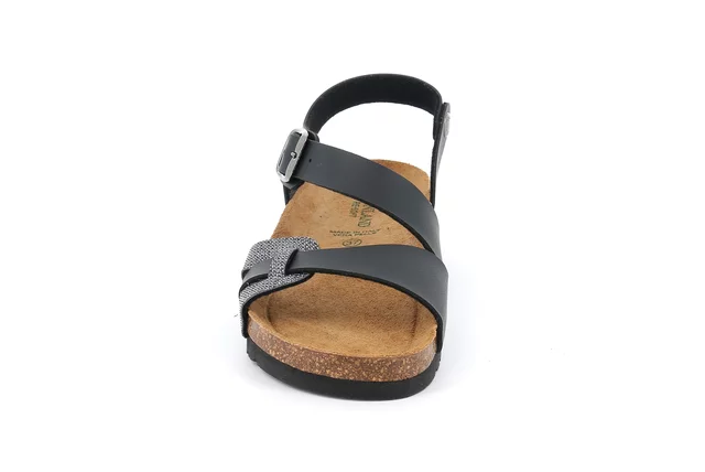 Sandalo in doppio materiale SB1758 - NERO | Grünland