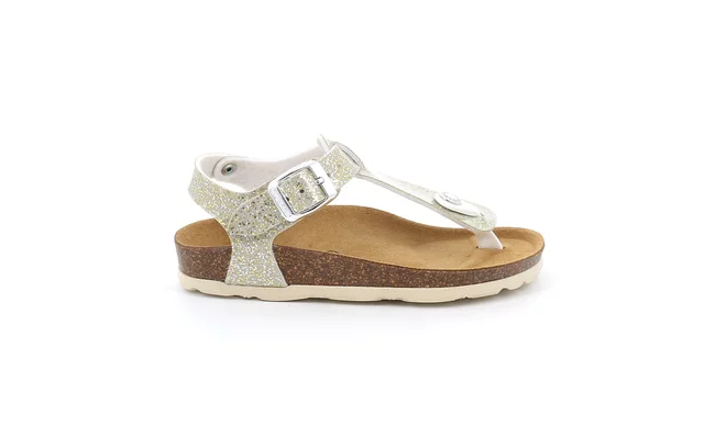 Flip-flop sandal for little girl | LUCE SB1772 - PLATINO-BEIGE | Grünland Junior