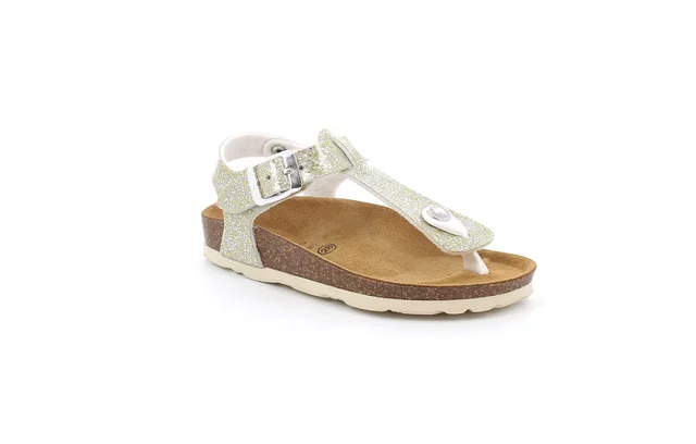 Flip-flop sandal for little girl | LUCE SB1772 - PLATINO-BEIGE | Grünland Junior