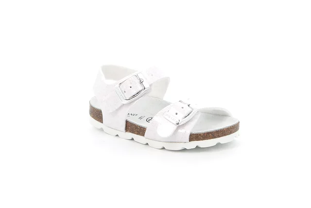 Sandal in glittered patent leather | ARIA SB1789 - WHITE | Grünland Junior