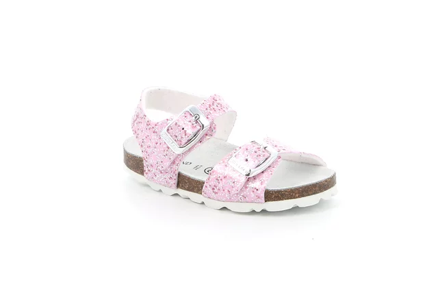 Sandal in glittered patent leather | ARIA SB1789 - rosa bianco