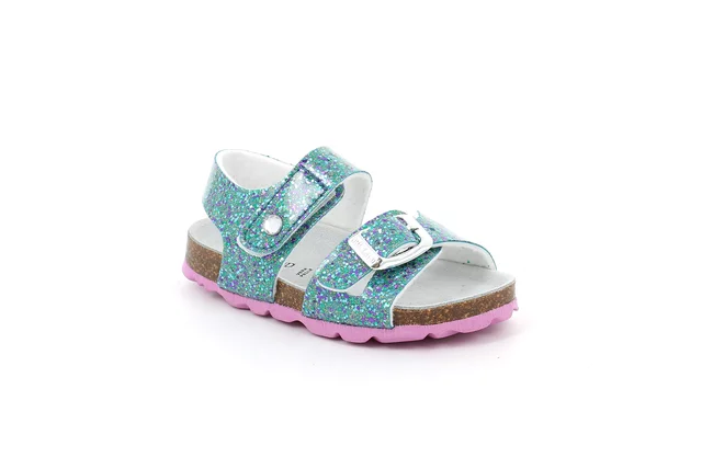 Sandaletto in vernice glitter | ARIA SB1790 - acqua viola