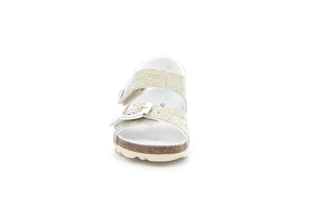 Sandale aus glitzerndem Lackleder | ARIA SB1790 - PLATINO-BEIGE | Grünland Junior