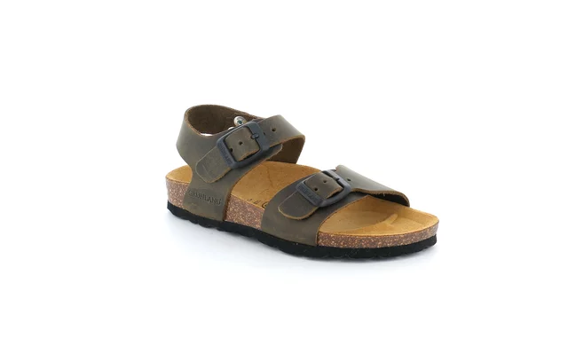 Sandal in genuine leather | LUCE SB1796 - oliva