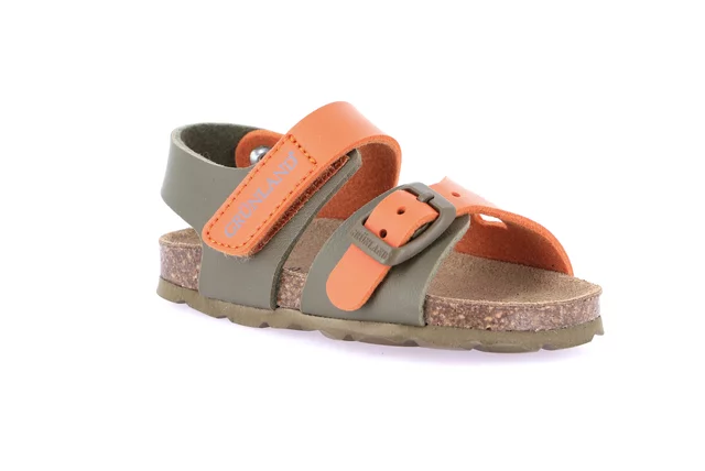 Sandal with tear closure and buckle | ARIA SB1892 - OLIVA-MATTONE | Grünland Junior
