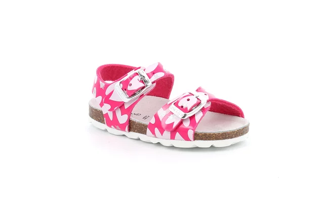 Sandaletto in vernice stampata | ARIA SB2138 - fuxia bianco
