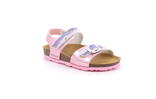 Sandal with multicolor double buckle | LUCE SB2149 - rosa multi