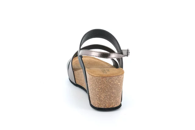 Cork sandal with three bands | ERSI SB2283 - BLACK | Grünland