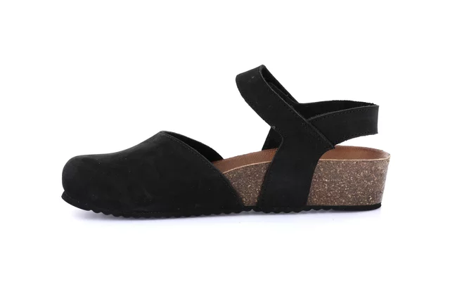 Sandalo con punta chiusa in sughero | LEFT SB2412 - NERO | Grünland