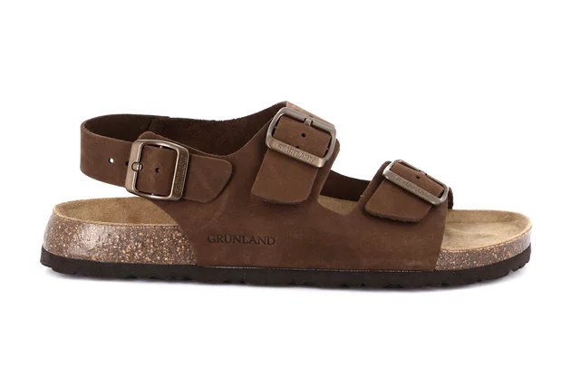 Triple buckle sandal in genuine leather | BOBO SB3003 - BROWN | Grünland