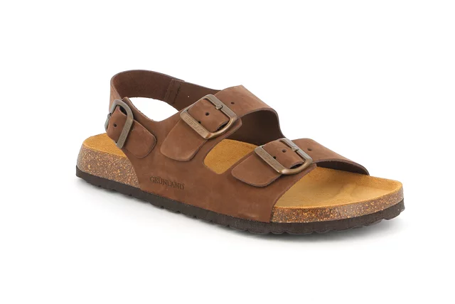 Triple buckle sandal in genuine leather | BOBO SB3003 - brown