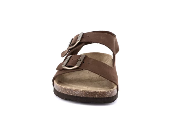 Triple buckle sandal in genuine leather | BOBO SB3003 - BROWN | Grünland