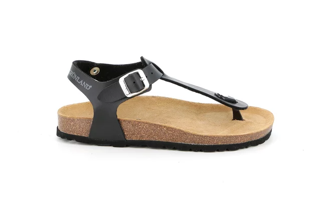 Flip flop sandal in recycled material | SARA SB4006 - BLACK | Grünland