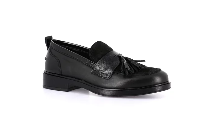 Women's moccasin in genuine leather | AFFE SC2143 - black