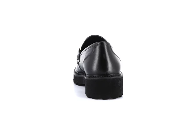 Women's moccasin in genuine leather | AURE SC4223 - NERO-LEOPARDO | Grünland