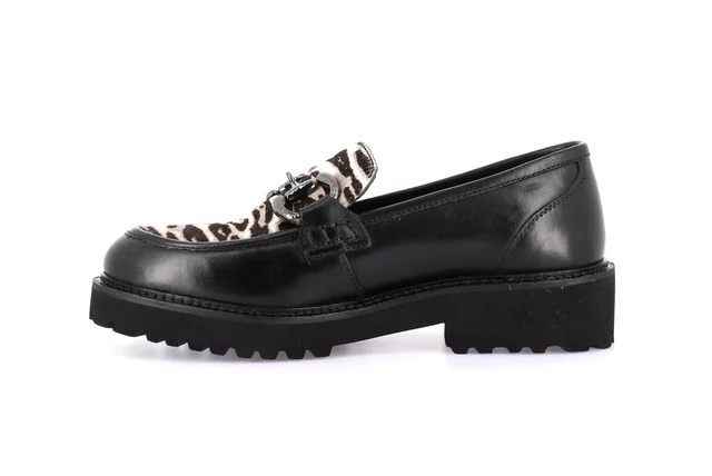 Women's moccasin in genuine leather | AURE SC4223 - NERO-ZEBRA | Grünland