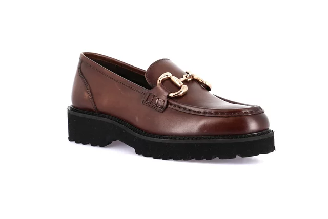 Women's moccasin in genuine leather | AURE SC4224 - cognac