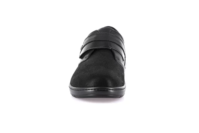 Shoe with maxi velcro closure and extra large fit | NILE SC5393 - BLACK | Grünland