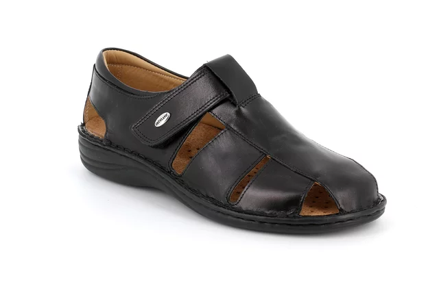 Men's leather sandal | LINO SE0015 - black