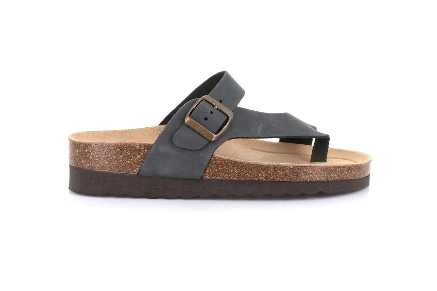 Natural cork and nubuck slipper | HOLA CB0327 - BLUE | Grünland