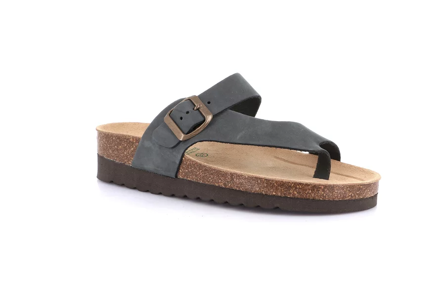 Natural cork and nubuck slipper | HOLA CB0327 - BLUE | Grünland