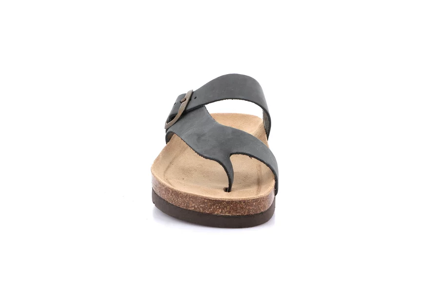Natural cork and nubuck slipper | HOLA CB0327 - BLUE | Grünland