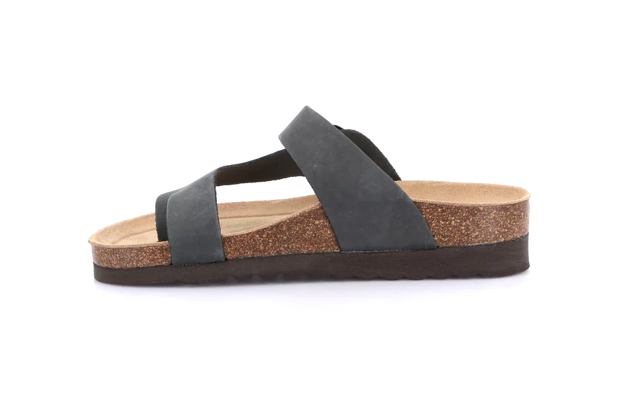 Natural cork and nubuck slipper | HOLA CB0327 - BLUE | Grünland