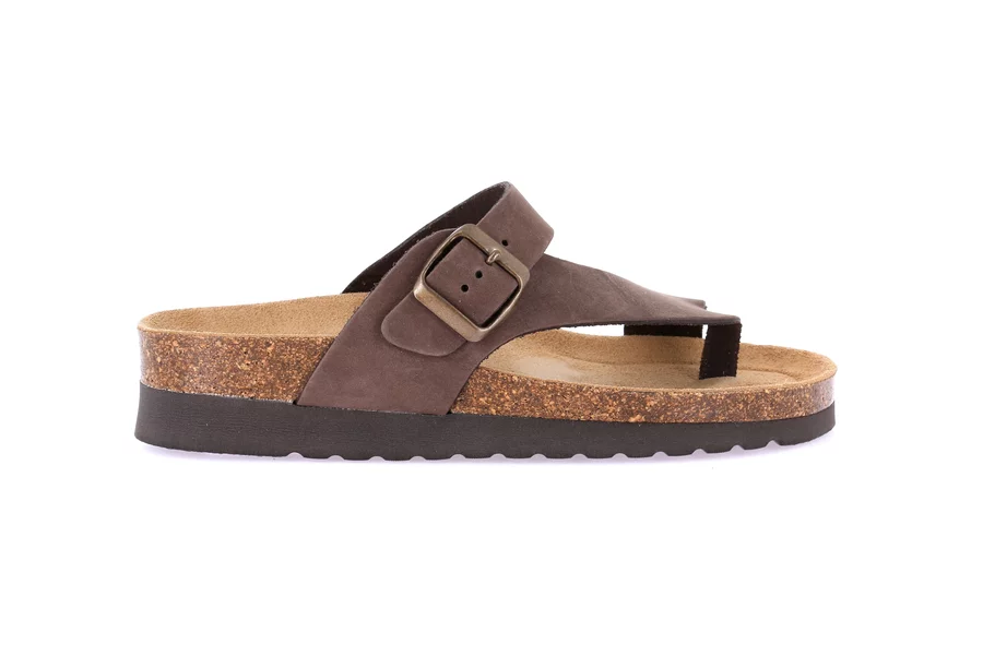 Natural cork and nubuck slipper | HOLA CB0327 - TESTA DI MORO | Grünland