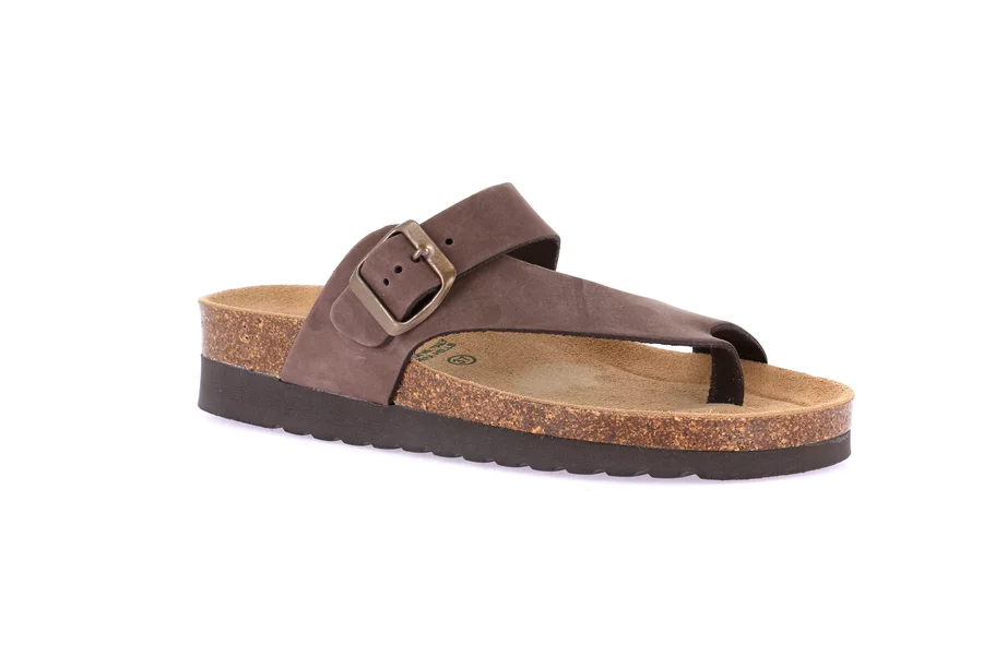 Natural cork and nubuck slipper | HOLA CB0327 - TESTA DI MORO | Grünland