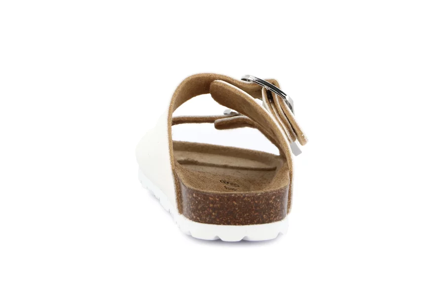 Ciabatta con doppia fibbia e cuoricino accessorio CB0740 - PERLA | Grünland Junior