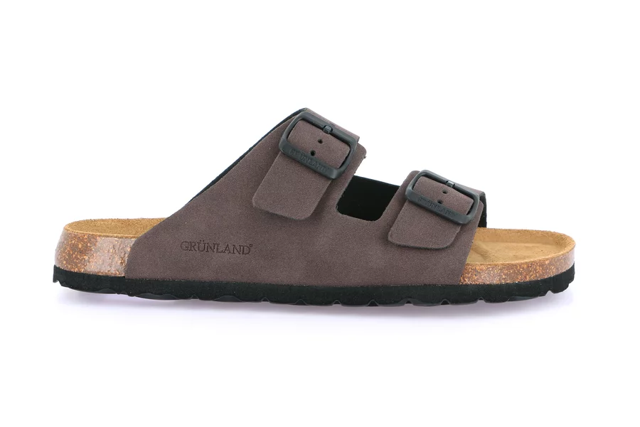 Men's double-buckled slipper in eco-suede | BOBO CB0812 - TESTA DI MORO | Grünland