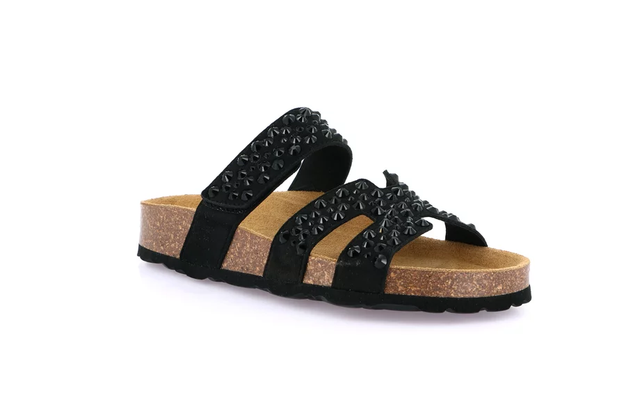 "H" Slipper with adjustable band | ENNY CB0814 - BLACK | Grünland