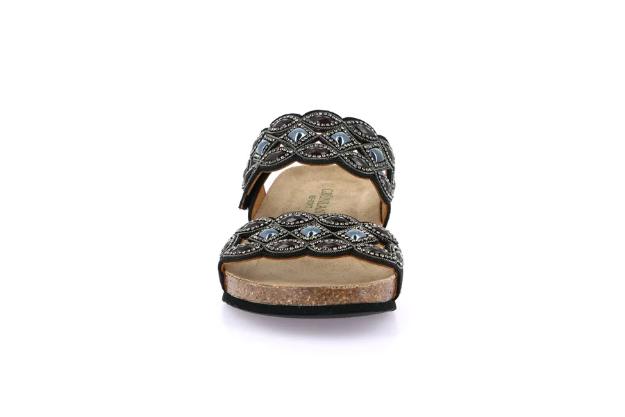 Cork slipper with light wedge | MEMI CB0828 - BLACK | Grünland