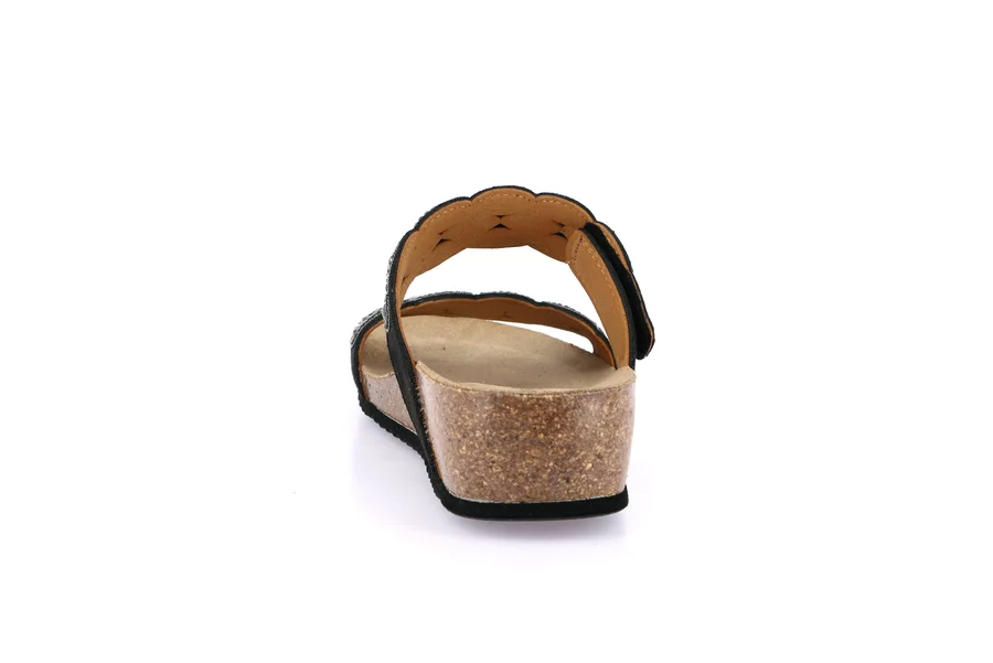 Cork slipper with light wedge | MEMI CB0828 - BLACK | Grünland