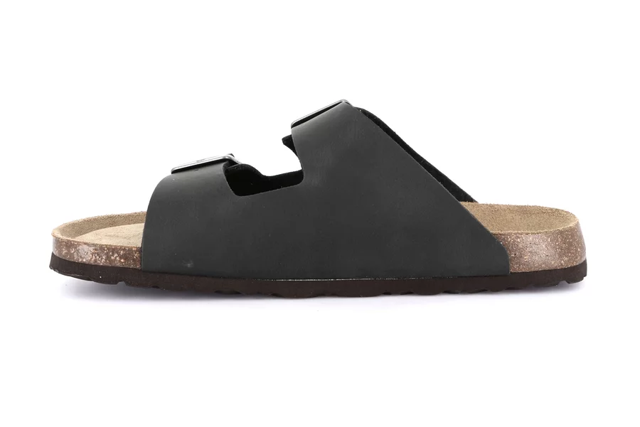 Double Buckle Slipper with Re-Soft footbed | BOBO CB0974 - BLACK | Grünland