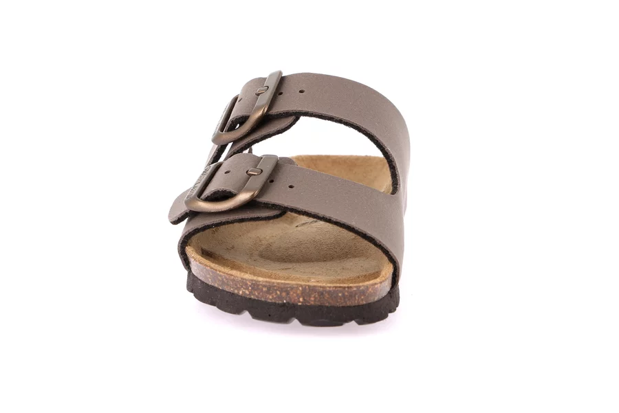 Double buckle slipper for children | LUCE CB1537 - TESTA DI MORO | Grünland Junior